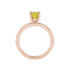 Yellow cushion cut solitaire gemstone ring with accent diamonds in rose gold four prong setting