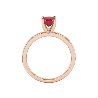 raspberry red hidden accent cushion cut gemstone ring in rose gold