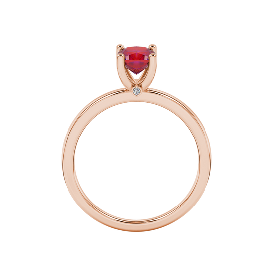 raspberry red hidden accent cushion cut gemstone ring in rose gold
