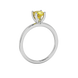 Yellow cushion cut solitaire gemstone ring with accent diamonds in rose gold four prong setting