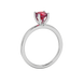 Red cushion cut solitaire gemstone ring with accent diamonds in rose gold four prong setting