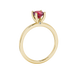 Red cushion cut solitaire gemstone ring with accent diamonds in rose gold four prong setting