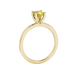 Yellow cushion cut solitaire gemstone ring with accent diamonds in rose gold four prong setting