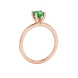 Green cushion cut solitaire gemstone ring with accent diamonds in rose gold four prong setting