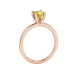 Yellow cushion cut solitaire gemstone ring with accent diamonds in rose gold four prong setting