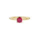 Red cushion cut solitaire gemstone ring with accent diamonds in rose gold four prong setting