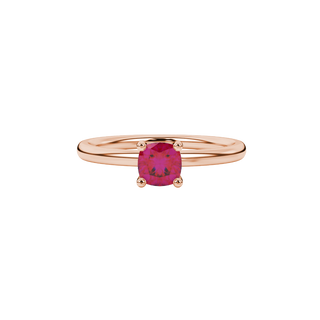 raspberry red hidden accent cushion cut gemstone ring in rose gold