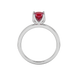 Red cushion cut solitaire ring with tulip basket setting in rose gold