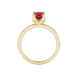 Red cushion cut solitaire ring with tulip basket setting in rose gold