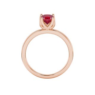 raspberry red petal basket cushion cut gemstone ring in rose gold