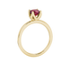 Red cushion cut solitaire ring with tulip basket setting in rose gold