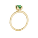 Green cushion cut solitaire ring with tulip basket setting in rose gold