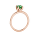Green cushion cut solitaire ring with tulip basket setting in rose gold