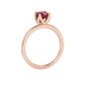 Red cushion cut solitaire ring with tulip basket setting in rose gold