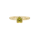 Yellow cushion cut solitaire ring with tulip basket setting in rose gold