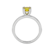 Yellow cushion cut solitaire gemstone ring in six-prong gold setting with slim stackable band
