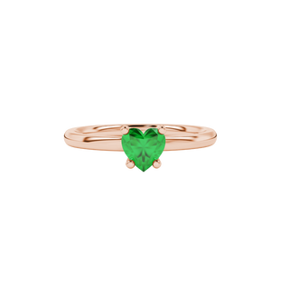 Emerald Green Heart Cut Solitaire Gemstone Ring in Rose Gold