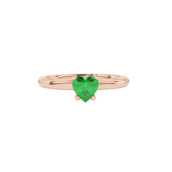 Emerald Green Heart Cut Solitaire Gemstone Ring in Rose Gold