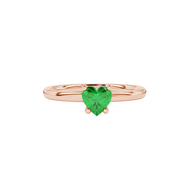 Emerald Green Heart Cut Solitaire Gemstone Ring in Yellow Gold
