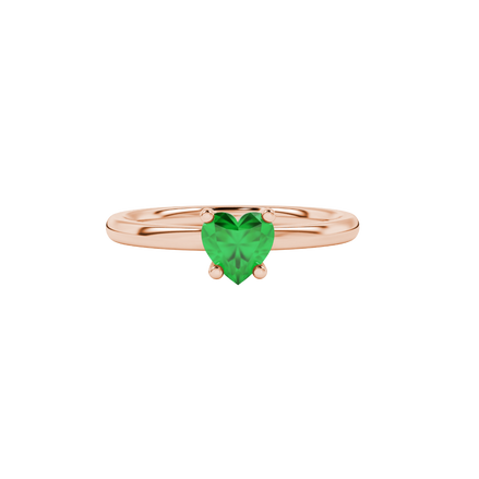 Emerald Green Heart Cut Solitaire Gemstone Ring in Yellow Gold