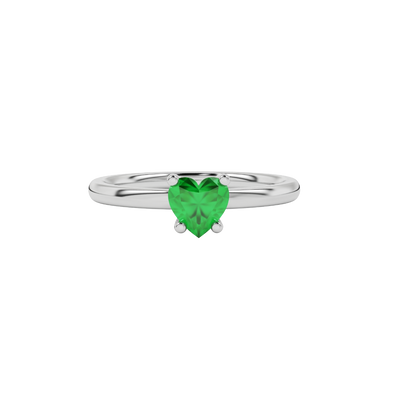 Emerald Green Heart Cut Solitaire Gemstone Ring in Yellow Gold