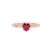 Raspberry Red Heart Cut Solitaire Gemstone Ring in Yellow Gold