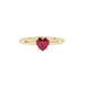 Raspberry Red Heart Cut Solitaire Gemstone Ring in Yellow Gold