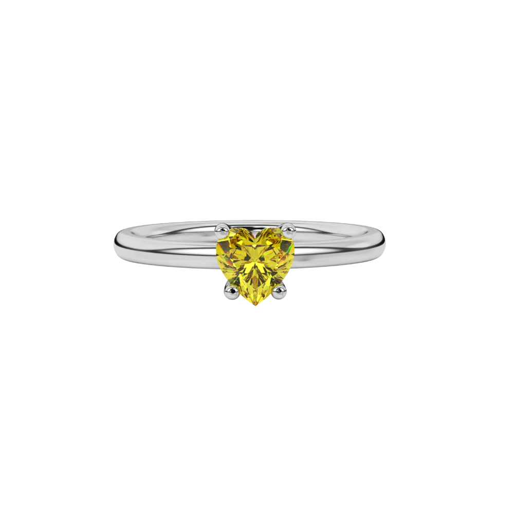 Canary Yellow Heart Cut Solitaire Gemstone Ring in Rose Gold