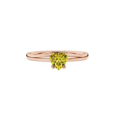 Canary Yellow Heart Cut Solitaire Gemstone Ring in Rose Gold