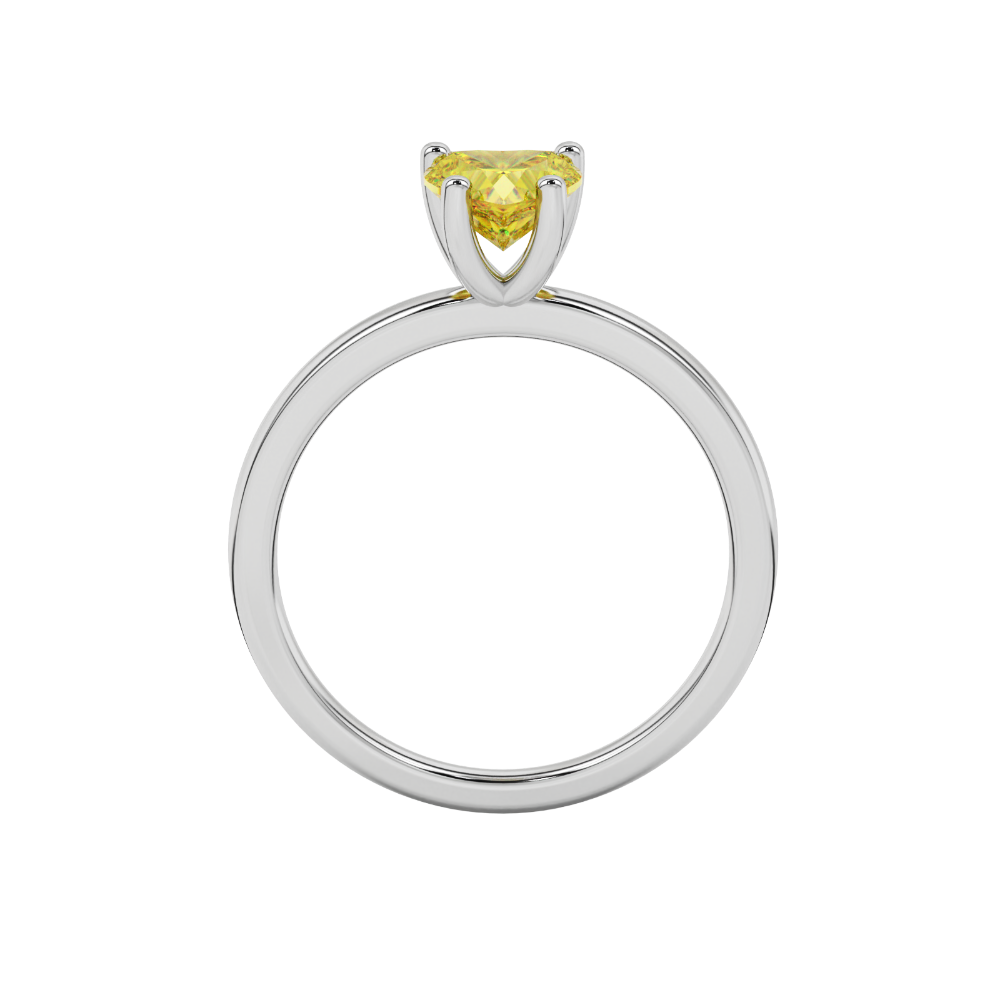 Canary Yellow Heart Cut Solitaire Gemstone Ring in Rose Gold