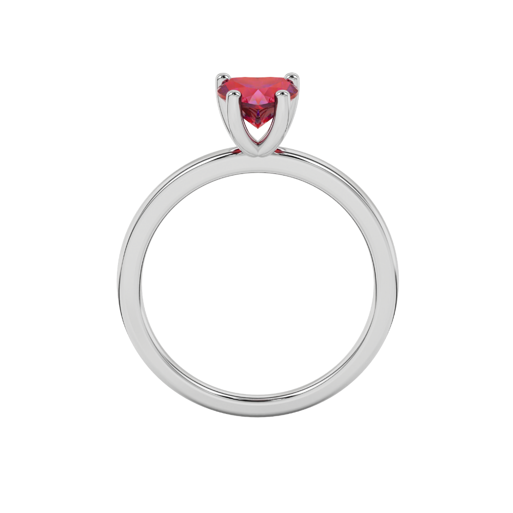 Raspberry Red Heart Cut Solitaire Gemstone Ring in Yellow Gold