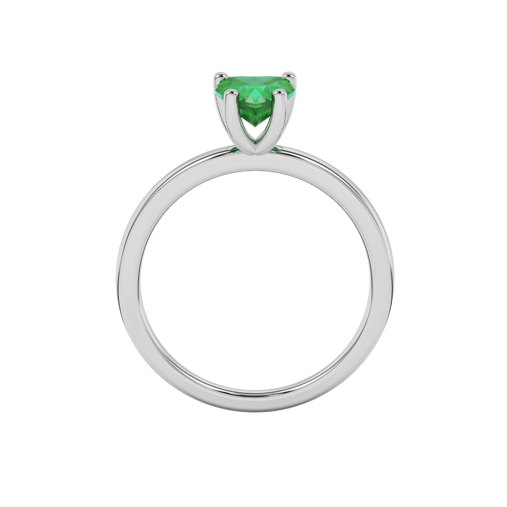 Emerald Green Heart Cut Solitaire Gemstone Ring in Yellow Gold