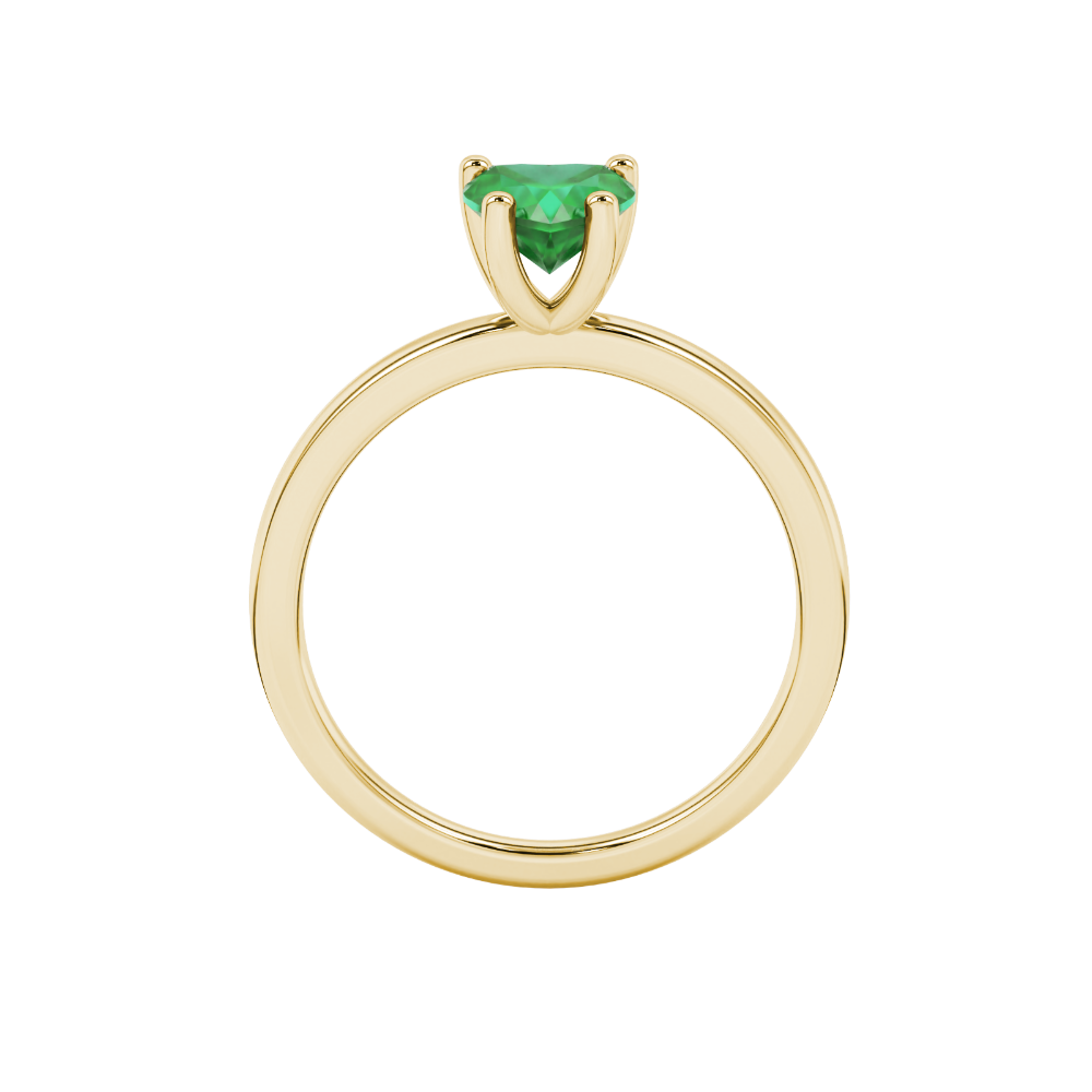 Emerald Green Heart Cut Solitaire Gemstone Ring in Yellow Gold