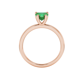 Emerald Green Heart Cut Solitaire Gemstone Ring in Rose Gold