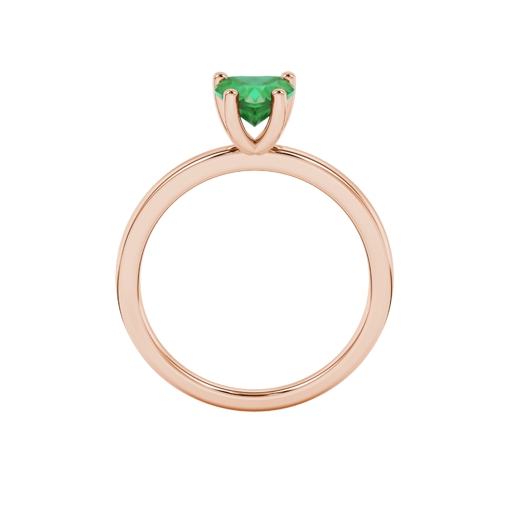 Emerald Green Heart Cut Solitaire Gemstone Ring in Yellow Gold