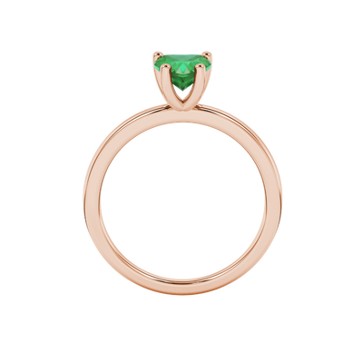 Emerald Green Heart Cut Solitaire Gemstone Ring in Yellow Gold