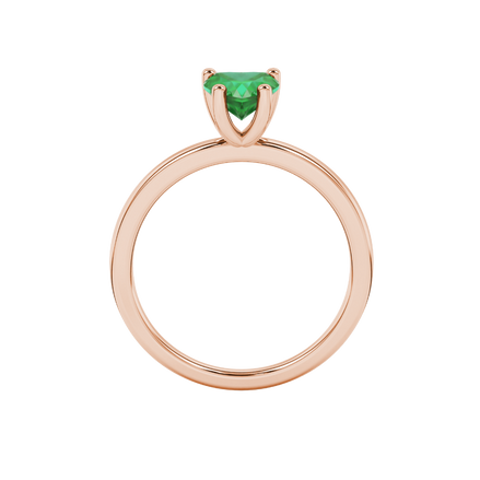 Emerald Green Heart Cut Solitaire Gemstone Ring in Yellow Gold