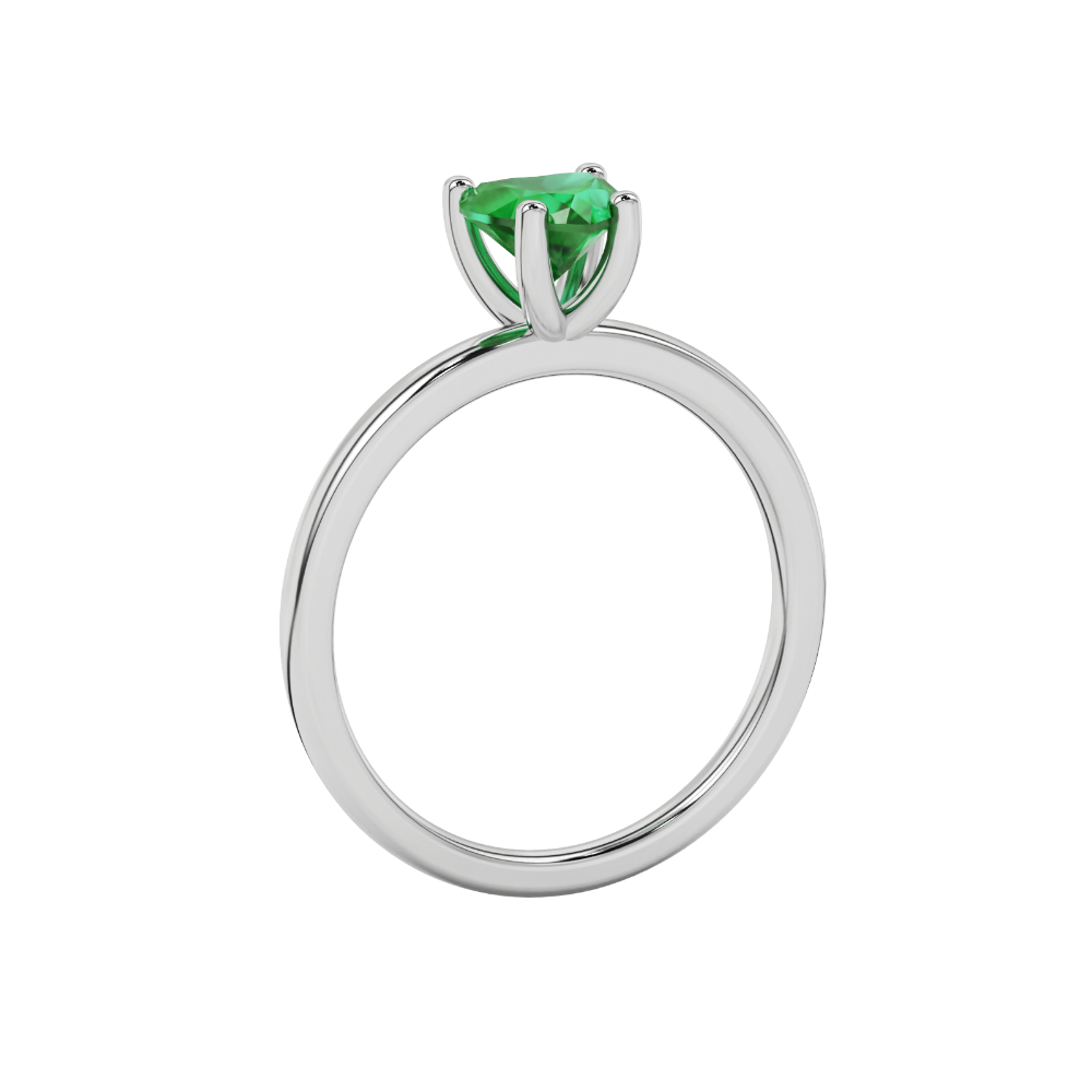 Emerald Green Heart Cut Solitaire Gemstone Ring in Yellow Gold