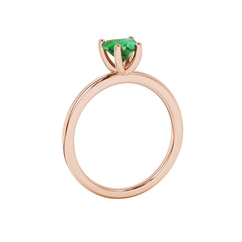 Emerald Green Heart Cut Solitaire Gemstone Ring in Yellow Gold