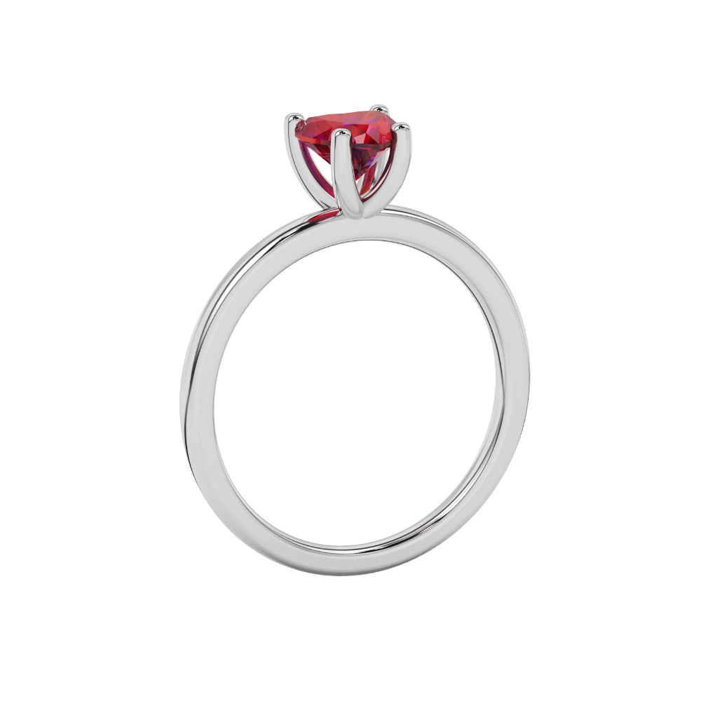 Raspberry Red Heart Cut Solitaire Gemstone Ring in Yellow Gold