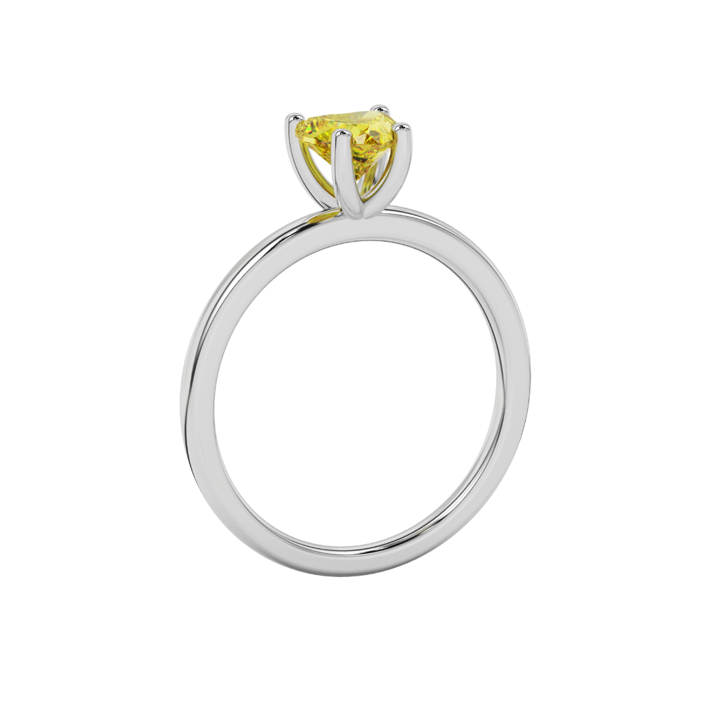 Canary Yellow Heart Cut Solitaire Gemstone Ring in Rose Gold