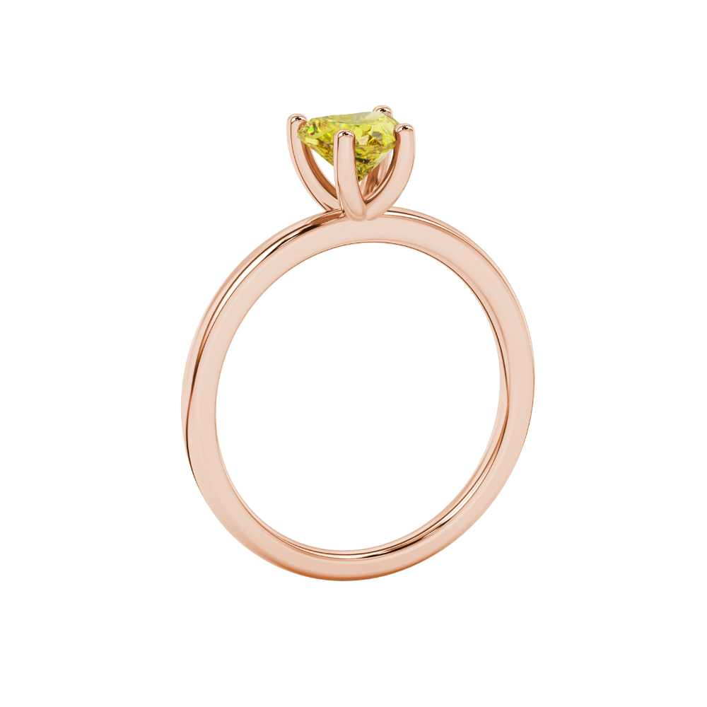 Canary Yellow Heart Cut Solitaire Gemstone Ring in Rose Gold