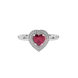 Raspberry Red heart cut gemstone double halo ring in yellow gold