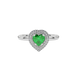 Emerald Green heart cut gemstone double halo ring in rose gold