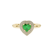 Emerald Green heart cut gemstone double halo ring in rose gold