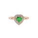 Emerald Green heart cut gemstone double halo ring in rose gold