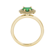 Emerald Green heart cut gemstone double halo ring in rose gold