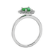 Emerald Green heart cut gemstone double halo ring in rose gold