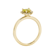 Side view of Canary Yellow heart cut gemstone halo ring in yellow gold