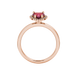 Raspberry Red heart cut gemstone halo ring in rose gold
